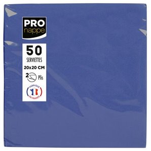 SERVIETTES PAPIER BLEU FONCE 20X20CM - PAQUET DE 50