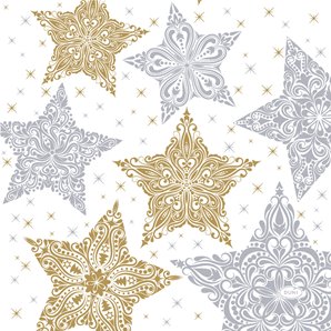 SERVIETTES PAPIER 33 X 33 CM SNOWSTARS WHITE - PAQUET DE 20